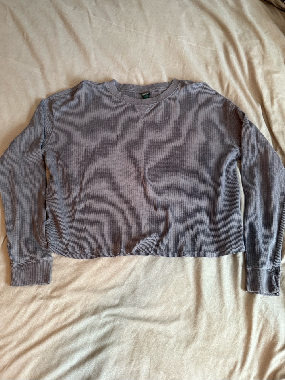 Wild Fable Waffle Knit Crewneck Top - Dusty Lavender
